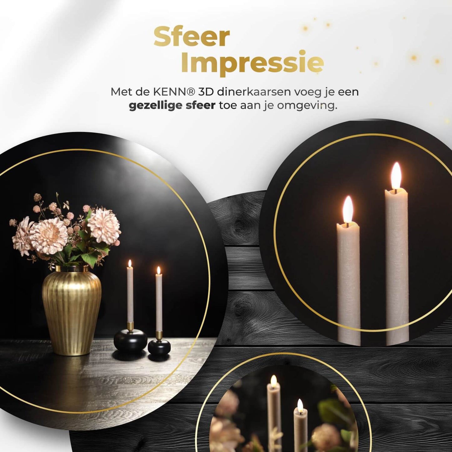 Dinerkaarsen – Set van 2 – Taupe