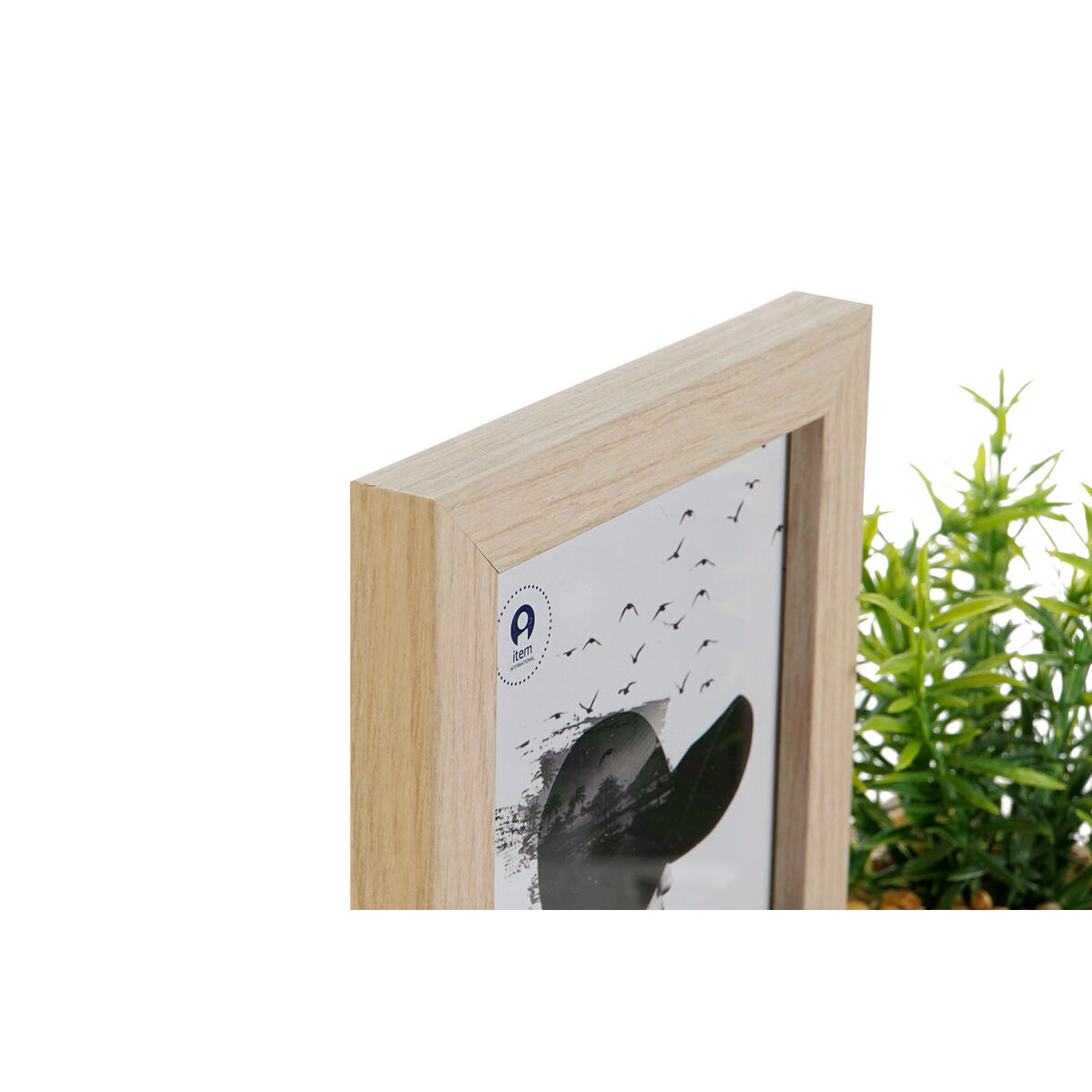 Fotolijst met plantje – Scandinavisch – naturel hout – 10x15 cm