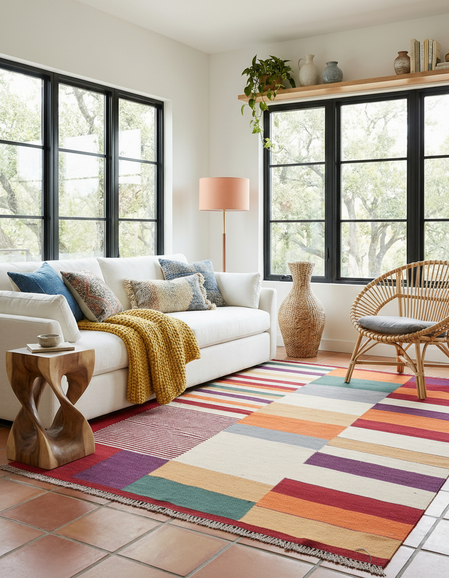 Scandinavisch Kilim Vloerkleed - Maat: 180 x 120 cm