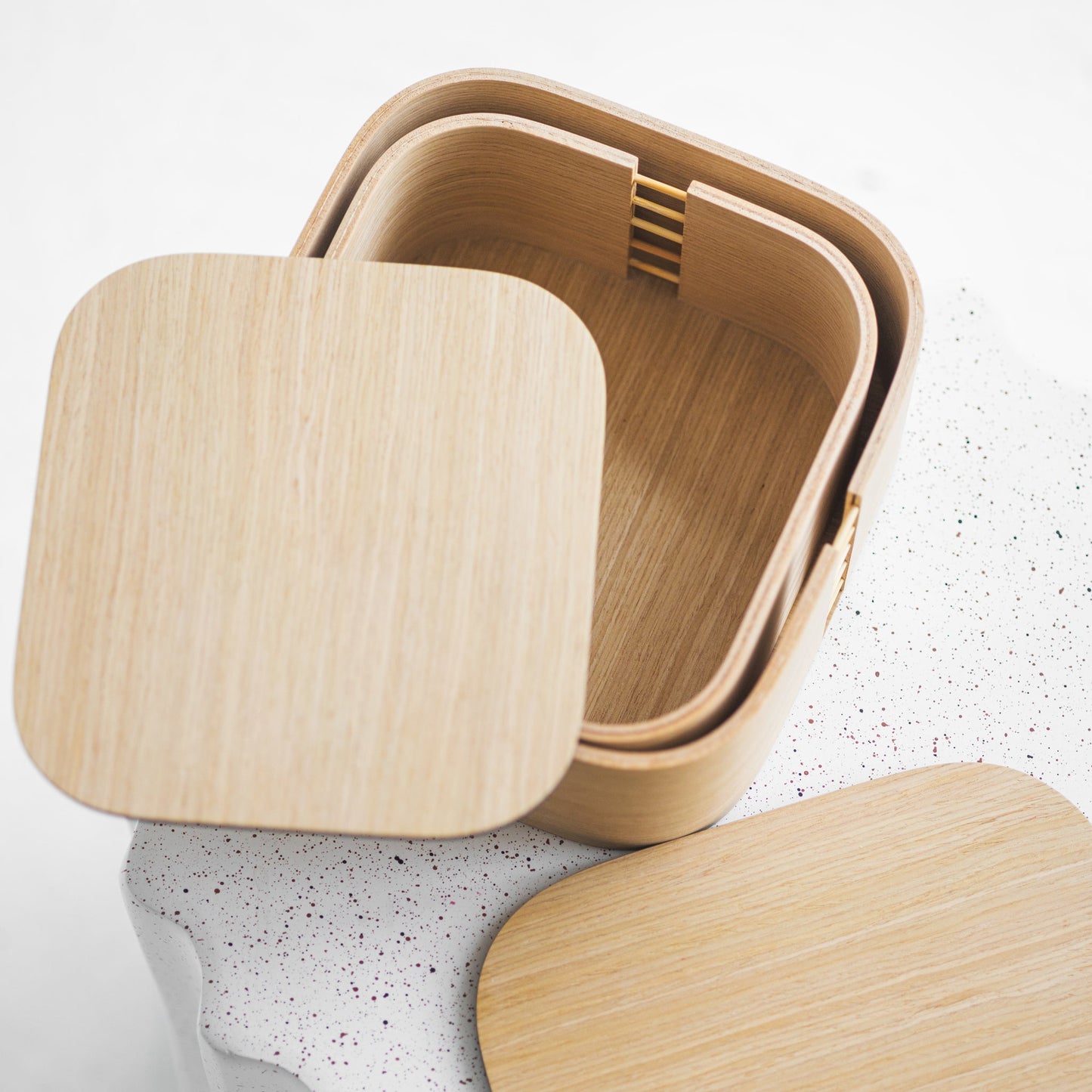 Set van 2 Houten Opbergdozen met Deksel | Naturel Eiken