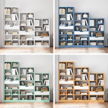 Scandinavische Houten Boekenkast Helder Blauw 8 Vakken