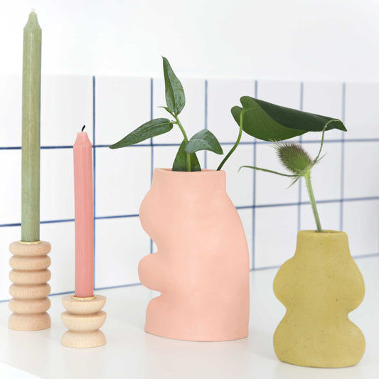 Keramische vaas – groot – roze – organische vorm – Scandinavisch design