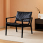 Scandinavische Gevlochten Leren Stoel Naturel Houten Frame