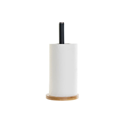 Keukenrolhouder Zwart Naturel Bamboe & RVS