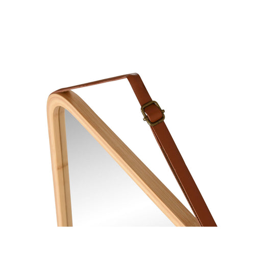 Wandspiegel met leren band – Scandinavisch – naturel hout – 45 cm