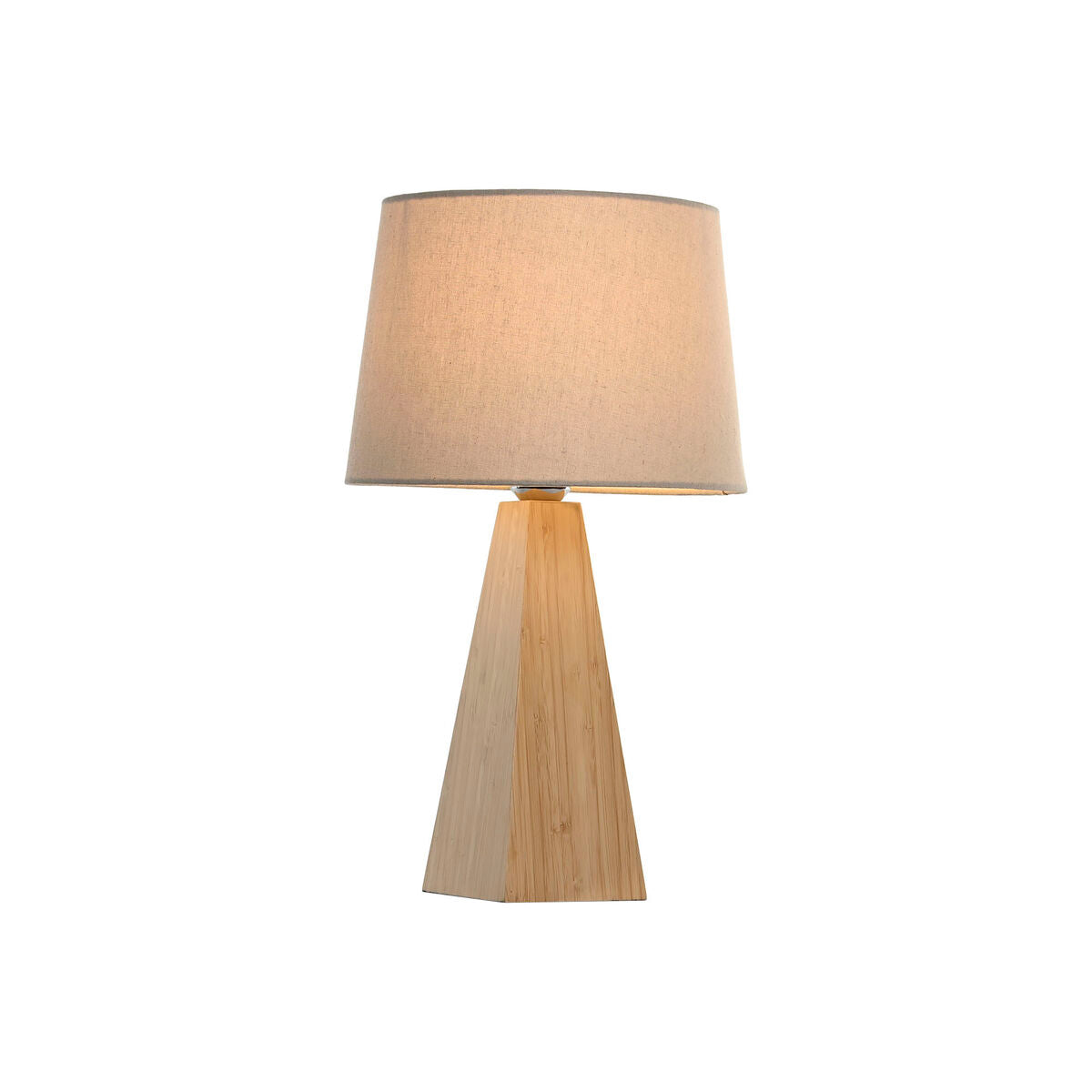 Houten tafellamp met linnen kap – natuurlijke sfeerverlichting