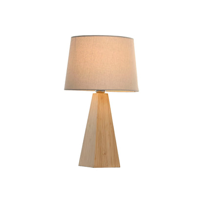 Houten tafellamp met linnen kap – natuurlijke sfeerverlichting