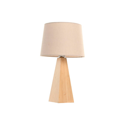 Houten tafellamp met linnen kap – natuurlijke sfeerverlichting