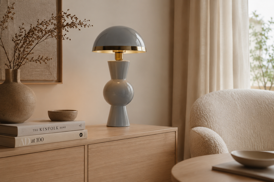 Grijs-gouden tafellamp – moderne sfeerverlichting