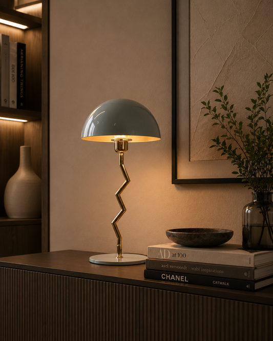 Design tafellamp blauw goud – speels & modern statement