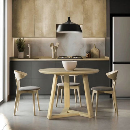 Ronde Scandinavische Eettafel 122cm Massief Hout Blond