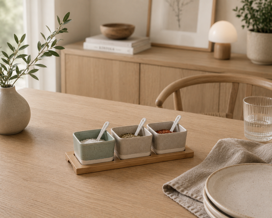 Hapjesset – porselein & bamboe – 7-delig – Scandinavisch design