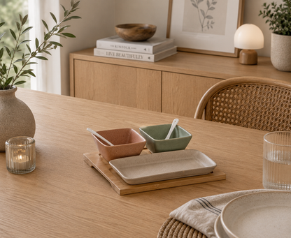 Hapjesset – porselein & bamboe – 6-delig – Scandinavisch design