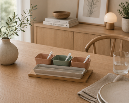 Hapjesset – porselein & bamboe – 8-delig – Scandinavisch design