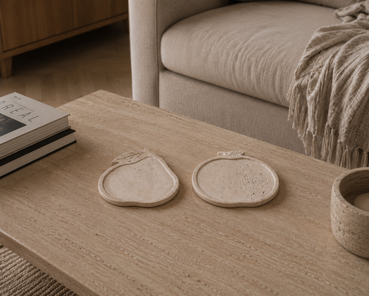 Decoratieve schaaltjes set (2 stuks) – marmer – Scandinavisch – beige