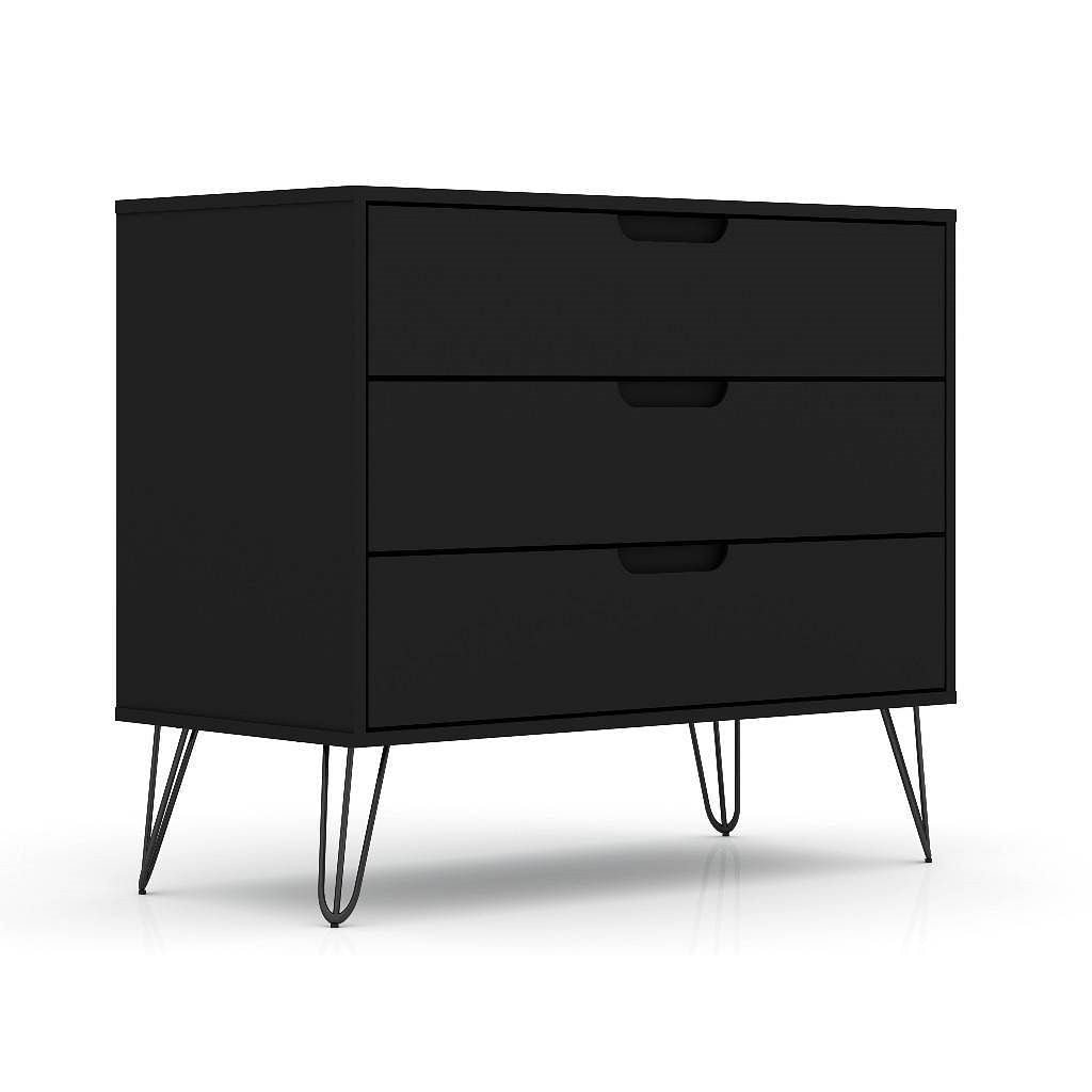 Moderne Scandinavische Ladekast 3 Lades Zwart Hout