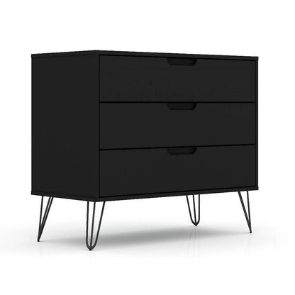 Moderne Scandinavische Ladekast 3 Lades Zwart Hout