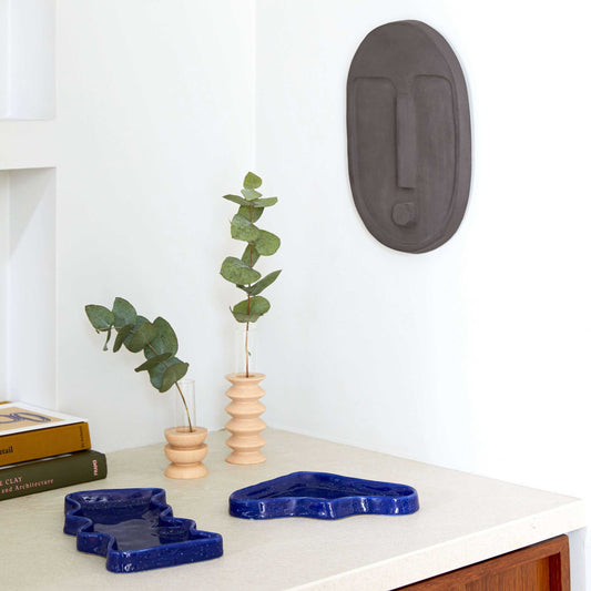 Houten vaas met glazen buis – Middel