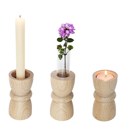 Vira 3-in-1 Kandelaar – Naturel Hout