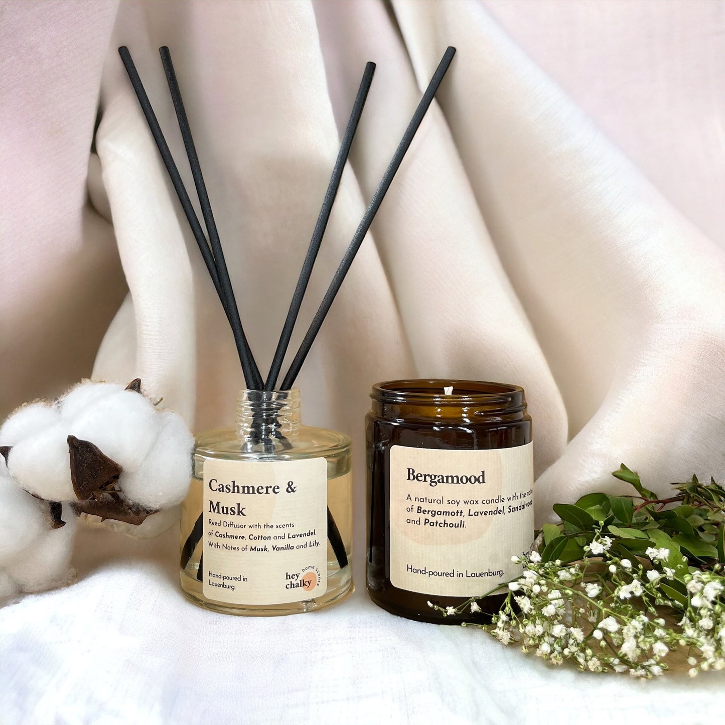 Harmonie – Kaars & Reed Diffuser Set - geurstokjes