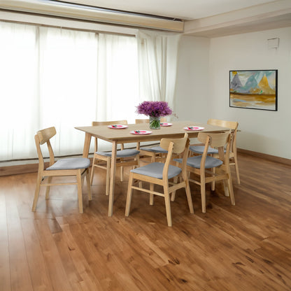 Scandinavische Eettafel 150cm Massief Rubberhout Naturel