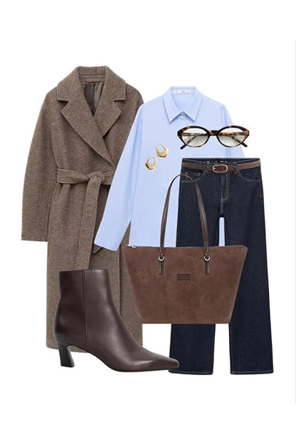Brown Suede Shopper Bag – Fjordora™ Oslo Tote