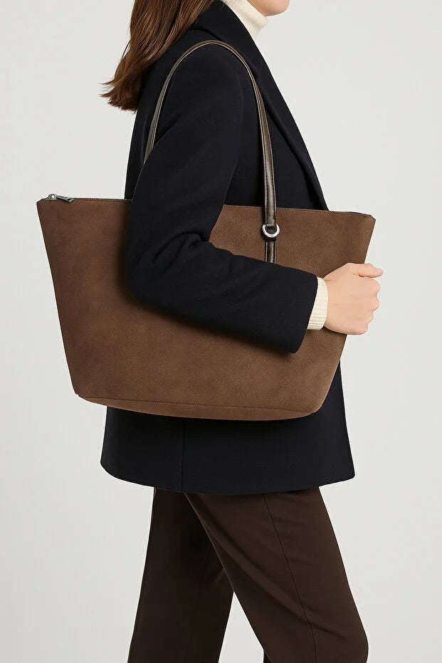 Brown Suede Shopper Bag – Fjordora™ Oslo Tote
