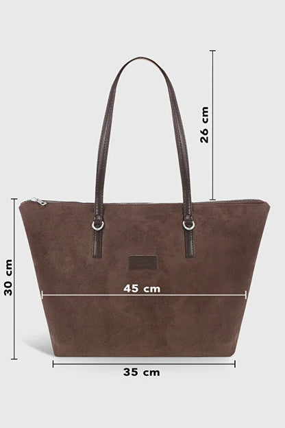 Brown Suede Shopper Bag – Fjordora™ Oslo Tote