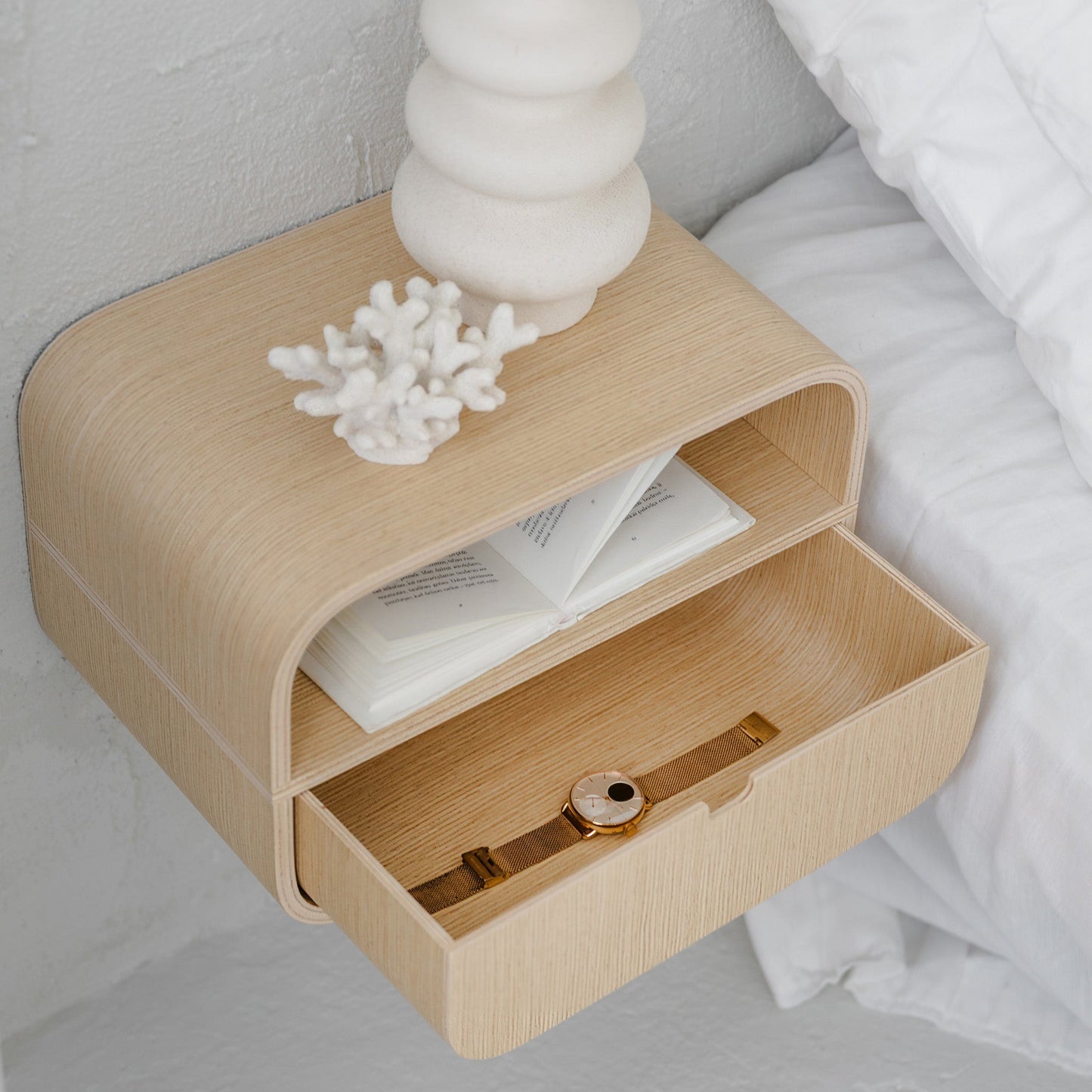 Zwevend Nachtkastje met Lade | Eiken | Scandinavisch Minimalistisch