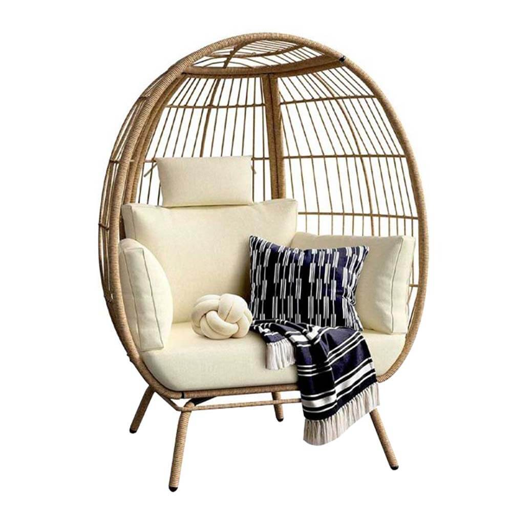 Gevlochten Fauteuil met Kussen | Bohemien Scandinavisch