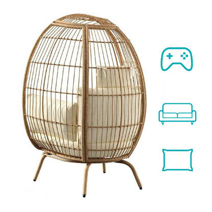 Gevlochten Fauteuil met Kussen | Bohemien Scandinavisch