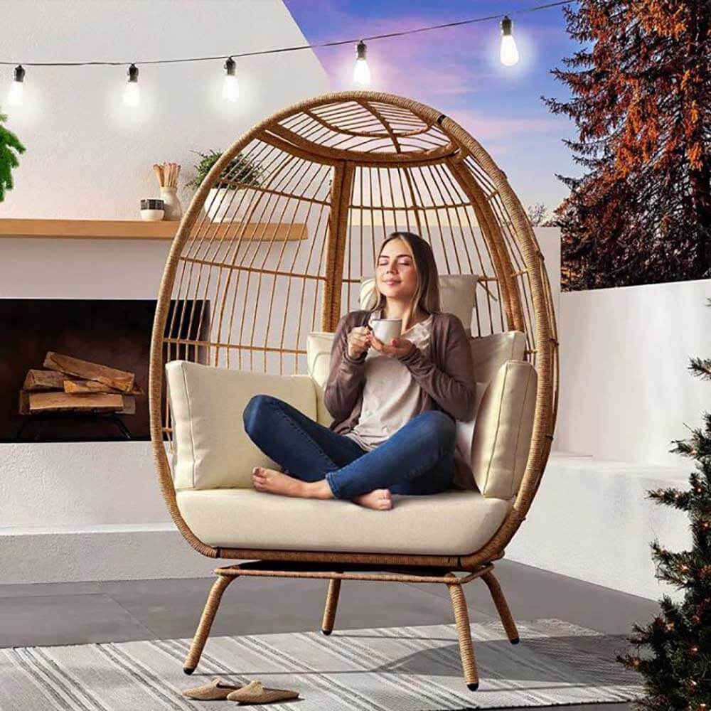 Gevlochten Fauteuil met Kussen | Bohemien Scandinavisch