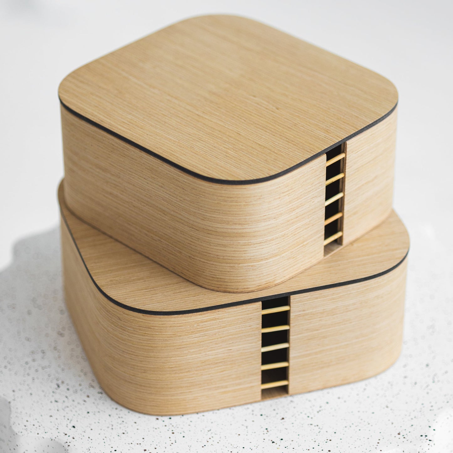 Set van 2 Houten Opbergdozen met Deksel | Naturel Eiken