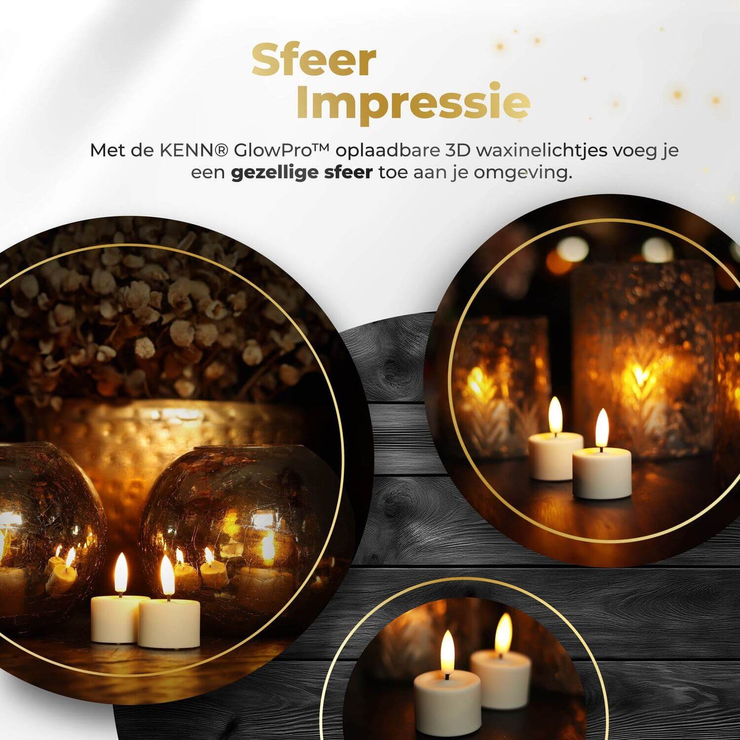 3D Oplaadbare Waxinelichtjes - Set van 12 - Tot 350 Branduren (AT)