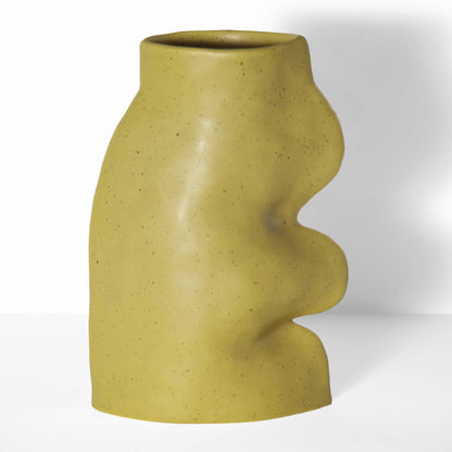 Keramische design vaas – groot - pistachegroen - organische vorm - Scandinavisch design