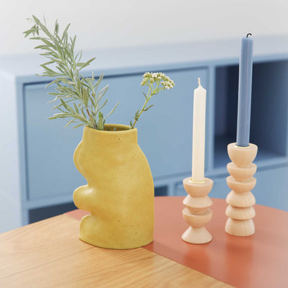 Keramische design vaas – groot - pistachegroen - organische vorm - Scandinavisch design