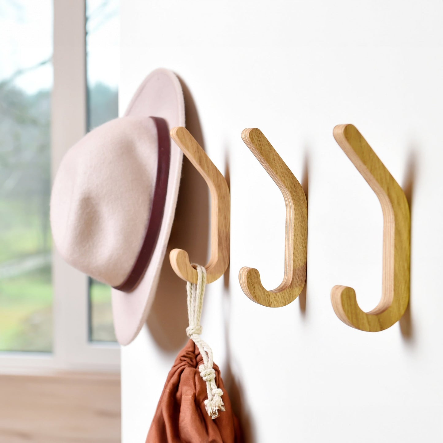 Set van 2 Houten Wandhaken | Scandinavisch Minimalistisch
