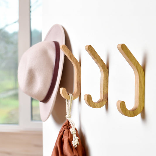 Set van 2 Houten Wandhaken | Scandinavisch Minimalistisch