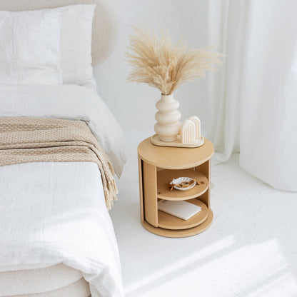 Ronde Draaibare Houten Organizer | Bijzettafel | Nachtkastje