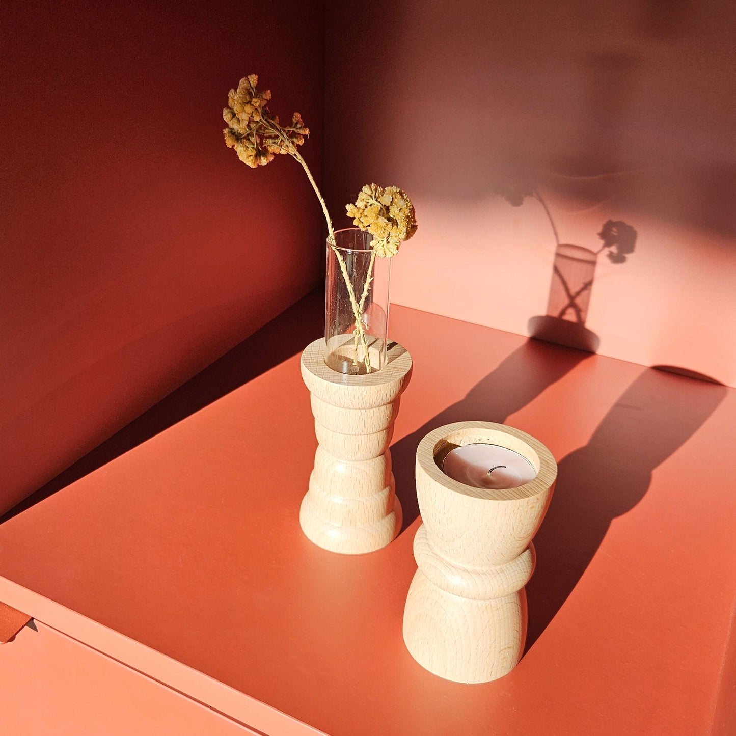 Vira 3-in-1 Kandelaar – Naturel Hout