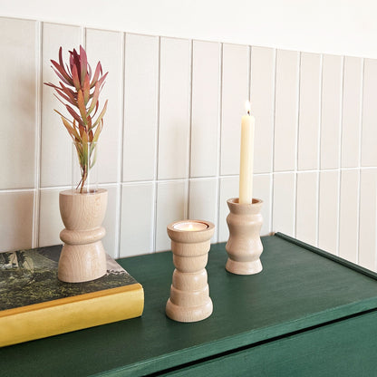 Vira 3-in-1 Kandelaar – Naturel Hout