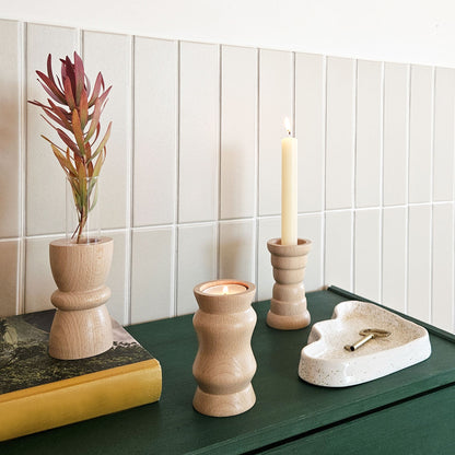 Vira 3-in-1 Kandelaar – Naturel Hout