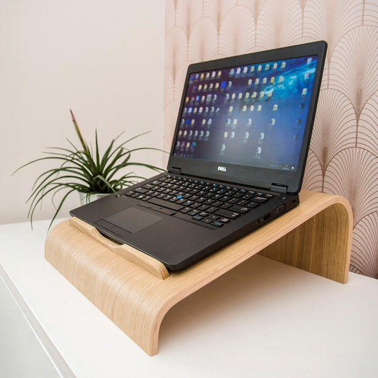 Houten Laptopstandaard met Ventilatie | Scandinavisch Eiken Design